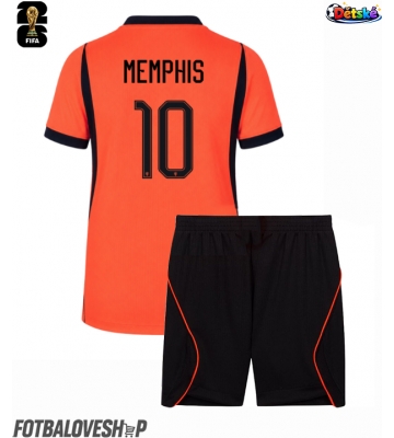 Nizozemsko Memphis Depay #10 Dětské Domácí Dres MS 2026 Krátký Rukáv (+ trenýrky)